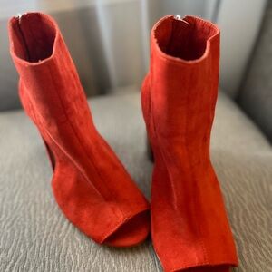 Charles By Charles David Red Suede Heeled Boots